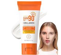 Collagen Sunscreen SPF 90+,Face Sunscreen SPF 90+,SP/F 90+ Face Moisturiser,SP/F 90 Sun Cream,UV Ultra High Protection for Women,Travel&Outdoor Activities,Non-Sticky&Sweat-Resistant Sun Cream,60g