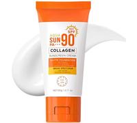Collagen Sunscreen SPF 90 P Factor 90 Sun Cream Face Moisturiser | UV Ultra High Protection For Sensitive Skin, 36HR Hydration & Matte Finish Foundation - Water-Resistant 80 Min, Vegan & Refresh