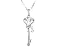 Collana con Chiave da Donna, Collana con Ciondolo a Forma di Cuore in Argento Sterling 925, Chiusura per collane e Scheletro