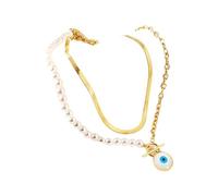 Collana con Ciondolo Fortunato in Argento Sterling 925, Catena a Strati in Oro, Girocollo, Collana malocchio per Uomo e Donna