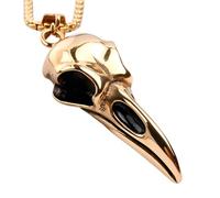 Collana con Corvo in Argento Sterling 925 per Uomo e Donna, Collana con Corvo Punk Rock - Ciondolo con Testa di Corvo, Gioielli con ciondoli con Corvo Animale per Halloween Natale