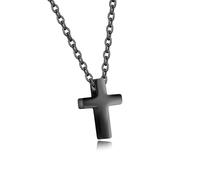 Collana con Croce minuscola in Argento Sterling 925 da Donna, Piccoli Pendenti, Catena portacavi a Maglie religiose Laterali, Delicata