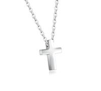 Collana con Croce minuscola in Argento Sterling 925 da Donna, Piccoli Pendenti, Catena portacavi a Maglie religiose Laterali, Delicata