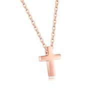 Collana con Croce minuscola in Argento Sterling 925 da Donna, Piccoli Pendenti, Catena portacavi a Maglie religiose Laterali, Delicata