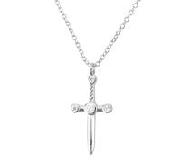 Collana con Spada con Colletto Gotico in Argento Sterling 925 per Uomo, Ciondolo Vintage Katana - Pugnale CZ Lucido da Donna, Maestro Halloween Natale