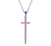 Collana con Spada con Colletto Gotico in Argento Sterling 925 per Uomo, Ciondolo Vintage Katana - Pugnale CZ Lucido da Donna, Maestro Halloween Natale
