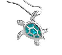 Collana con Tartaruga Marina squisita in Argento Sterling 925 da Donna, Girocollo con Ciondolo Tartaruga Opale Bianco Blu Viola - Collana Classica con Tartaruga Hawaiana, Pendente con Tartaruga,