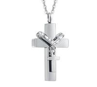 Collana con urna con Croce in Argento Sterling 925 per Donne e Uomini, collane con Doppia cremazione Che contengono Ceneri dei propri Cari, Ceneri, Uomini