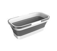 collapsi ble Bucket with Handle,collapsi ble Washing up Bowl with Handles,Portable Camping Sink Folding Wash Basin with Handle for Camping Hiking and Home,Grey & Blue