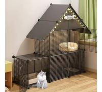 Collapsible 2/3-Tier Cat Cage with Ladders, Detachable Metal Wire Pet Playpen for 1-3 Cats, Indoor Exercise Enclosure, DIY Small Animal Cage (Gray A, 30x30x43in)