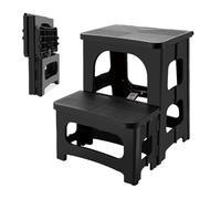 Collapsible 2-Step Stool, 8x17inch Non-Slip Hot Tub Steps Outdoor, Foldable Step Ladder, Hold up to 300 lbs, Plastic 2 Step Pool Ladder for Kitchen Office Home RV, Black (Black)