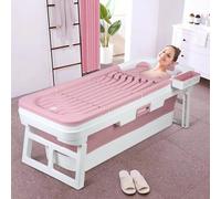 Collapsible Adult,59 inch Large Portable Adult,ergonomically Designed for The Ultimate Relaxing Soaking Bath,Ideal for Small Spaces,Quick,Effortless Folding (Pink)