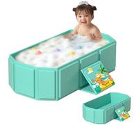 Collapsible Baby Bathtub Foldable Baby Bathtub, Portable with Non-Slip Base for 0-8 Years Old Children, Multifunctional Easy Storage, Fluorescent Green