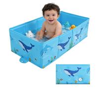 Collapsible Baby Bathtub, Foldable Infant Bath Tub with Quick Drain, Portable Bathing Basin for 6-36 Months, Travel Bathtub for Sink, Kitchen, Bathroom