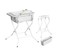 Collapsible Baby Bathtub with Stand - Large Capacity Baby Bath Tub with Thermometer & Soft Cushion | Portable Travel Newborn Infant Bathtub | Foldable Toddler Bathtub for Baby 0 to 36 Months (Grey)