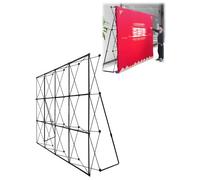 Collapsible Backdrop Booth Stand with Iron Frame and Fabric Banner for Trade Shows and Business Advertising