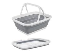 Collapsible Basket With Carry Handles Silicone Storage Organizer Camping Picnic Folding Laundry Basket Ice Buckets Washing Up Bowl Portable Crater Bathroom Bedroom Shopping Hiking Home Basket