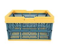 Collapsible Baskets with Handles Foldable Storage Crates Plastic Grocery Shopping Baskets for Home Kitchen Office PP Material 44.5x31.7x25.8cm (Yellow Green Large Size)