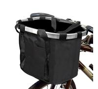 Collapsible Bike Front Basket with Pet Carrier, Detachable Oxford Cloth Pouch & Aluminum Alloy Frame, Front Basket for Pet, Shopping, Camping