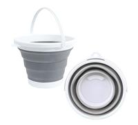Collapsible Bucket 10L CHUNLINLAODA Portable Silicone Folding Bucket with Comfortable Carrying Handle Durable Sturdy Space Saver Collapsible Bucke For Home For Fishing Camping Beach Travelling (grey)