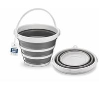 Collapsible Bucket 10L, Foldable Silicone Bucket with Sturdy Handle, Portable Water Bucket for Camping, Fishing, Travel & Home Cleaning, Space-Saving Multi-Purpose Bin