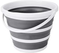 Collapsible Bucket 10L, Silicone Folding Bucket Portable Cleaning Buckets with Handle, Space-saving Mop Buckets for RV Home Outdoor Camping Beach Car Washing Laundry Wash Tub for Cleaning Grey