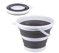 Collapsible Bucket, 3L Foldable Silicone water Bucket, Silicone Foldable Portable Water Buckets With Sturdy Handle Space Saving Multi Purpose Bin for Pet Feeding Home Cleaning Car Washing (Grey)