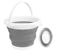 Collapsible Bucket, Silicone Folding Bucket Portable Cleaning Buckets with Handle, Space-saving Mop Buckets for RV Home Outdoor Camping Beach Car Washing Laundry Wash Tub for Cleaning(Gray, 10L)