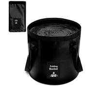 Collapsible Bucket with Handle, Lightweight Folding Water Container, Portable Collapsible Bucket for Fishing, Camping, Hiking, Backpacking, Outdoor Survival, Car Washing Black 12L