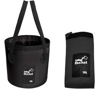 Collapsible Bucket with Handle, Multifunctional Foldable Water Container for Camping, Hiking, Traveling, Fishing, Washing, Gardening, Waterproof, Durable, Lightweight, Black (SFVBLACK, 12L)