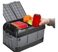 Collapsible Car Trunk Organizer, 45L Storage Box, PP Plastic, High Cover, Dual Compartment, for Automotive and Home Organization