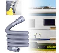 Collapsible Caravan Drain Pipe with Adjustable Adapter - RV Waste Water Hose Set for motorhomes, caravans and Trailers | Leak-Proof and Space-Saving Design (Grey, 6m)