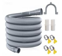 Collapsible Caravan Waste Pipe Extension, 3M Universal RV Waste Water Hose Adaptor Kit with 2 Extender Connectors 4 Pipe Clamps and U Bracket for Motorhome, Camper & Trailer