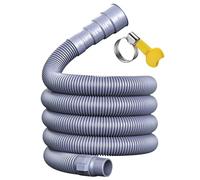 Collapsible Caravan Waste Water Pipe Kit with Adjustable Adapter & Clamp, 2M/5M Washing Machine Drain Hose Adapter Kit, Adaptor Universal Dishwasher Waste Pipe Extension (PE+EVA Material) (2M)