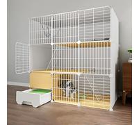 Collapsible Cat Cage,Pet Cages For Small Animals,Portable Cat Cage,Cat Cages Indoor Large With Litter Box + Cat Litter Shovel + Ladder,White-111 * 49 * 111cm-B