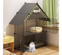 Collapsible Cat Cage with Ladders, 2/3-Tier Design, Detachable Metal Wire Enclosure, Indoor Pet Playpen for Small Animals