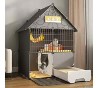 Collapsible Cat Cage with Litter Box, DIY Cat Playpen, 2/3-Tier Enclosure, Detachable Metal Wire Structure for Large Exercise Space