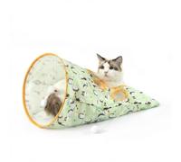 Collapsible Cat Tunnel Toy,Foldable Cat Tube for Indoor Cats & Kittens Portable Pet Play Tunnel with Crinkle Sound, Crinkle Bag with 3 White Plush Balls and 1 MouseBall & Peek Window - Easy Storage