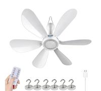 Collapsible Ceiling Fan with 6 Magnetic Hooks, Portable Ceiling Fan with Remote Control, Silent 6 Blades USB Powered Ceiling Canopy Fan Hanging Fan, Portable Outdoor Hanging Fans for Camping Bed
