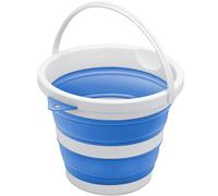 Collapsible Cleaning Bucket/Pail - Space-Saving, Portable Foldable Plastic Water Container/Pot for Garden, Beach, Car Wash, Camping, Fishing (Blue, 5L)