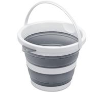 Collapsible Cleaning Bucket/Pail - Space-Saving, Portable Foldable Plastic Water Container/Pot for Garden, Beach, Car Wash, Camping, Fishing (Grey, 5L)