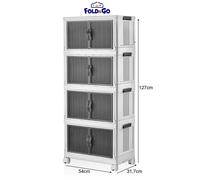 Collapsible Closet Organizers with wheels and Door Stackable Foldable Storage Boxes - 4 boxes Woohoo Furniture White Medium