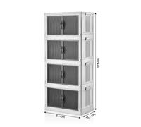 Collapsible Closet Organizers with Wheels and Door Stackable Plastic Foldable Storage Boxes Removable Easy Assemble Storage Shelf - 4 Boxes Woohoo Furniture White Large