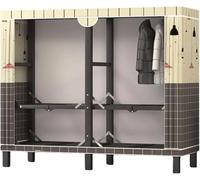Collapsible Closet Steel Tube Closet 61" / 77" Portable Wardrobe Armoire Easy To Assemble Large Armoire