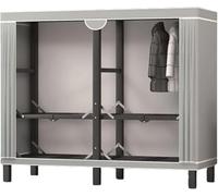 Collapsible Closet Steel Tube Closet 61" / 77" Portable Wardrobe Armoire Easy To Assemble Large Armoire