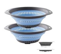 Collapsible Colander and Strainer,Silicone Strainer Colanders & Food Strainers,for Vegetable and Fruit, Kitchen Essentials (2, Blue, 2.5L+2.5L)