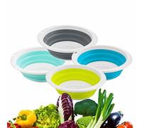 Collapsible Colander Silicone with Heavy Duty Handle Assorted Color Kitchen Food Strainer Foldable Filler Space Saver Basket for Draining Pasta Fruits Vegetables Spaghetti and Rice 1pc