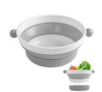 Collapsible Colander, Small Foldable Kitchen Strainer, Durable Plastic Colander with Base for Pasta Vegetables Fruits Home Kitchen Grey 22cm 8.7in