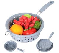 Collapsible Colander with Handle,Silicone Collapsible Colander Sieve,Plastic Colanders & Food Strainers,Foldable Pasta Strainer,Silicone Foldable Strainer for Cooking Draining Fruit Pasta Drainer