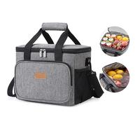 Collapsible Cooler Bag with Shoulder Strap: Insulated Leakproof 40 Can Portable Soft Beverage Tote for Camping, Lunch, Beach, Picnic (Grey)